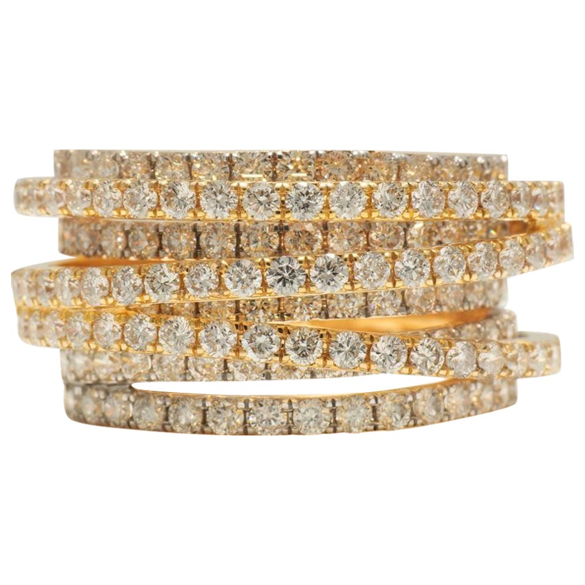 Wide Band Diamond Ring in 14K Solid Gold (Certified)