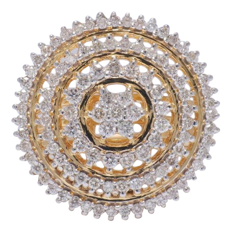 Flower Spiral Diamond Ring In 14k Solid Gold (Certified)