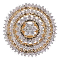 Flower Spiral Diamond Ring In 14k Solid Gold (Certified)