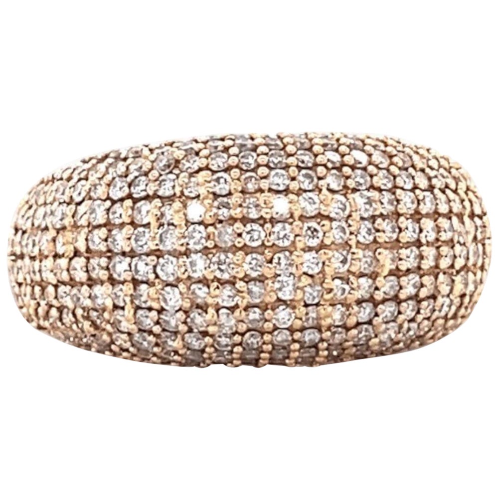 Pave Dome Diamond Ring in 14k Solid Gold (Certified)
