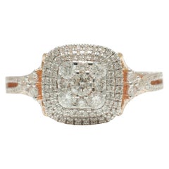 Cushion Cluster Diamond Ring in 14K Solid Gold (Certified)