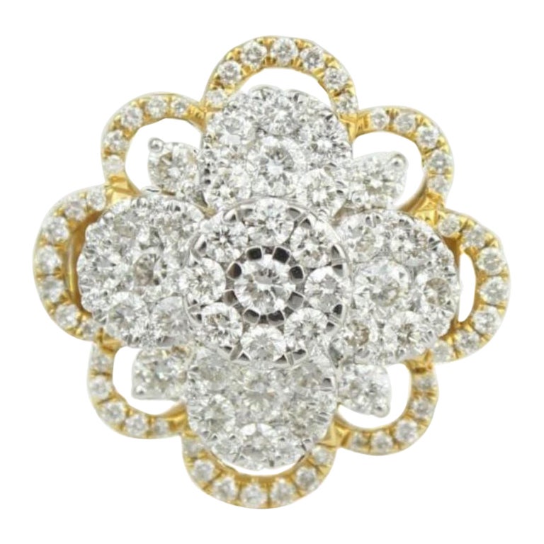 Bague grappe de diamants en or massif 14 carats (certifiée)