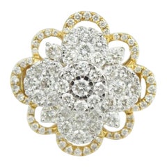 Blumen-Cluster-Diamantring aus 14K Massivgold (zertifiziert)