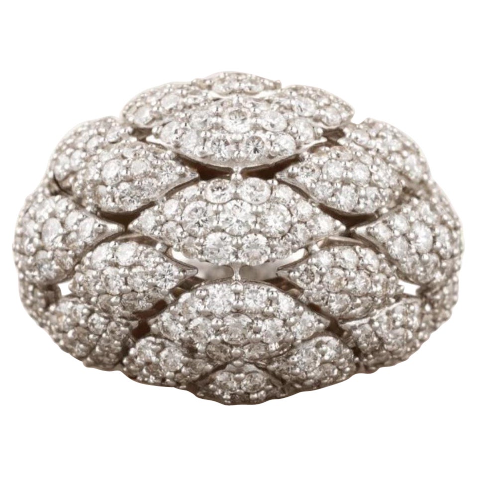 Dome Cluster Diamond Cocktail Ring in 14k Solid Gold (Certified)