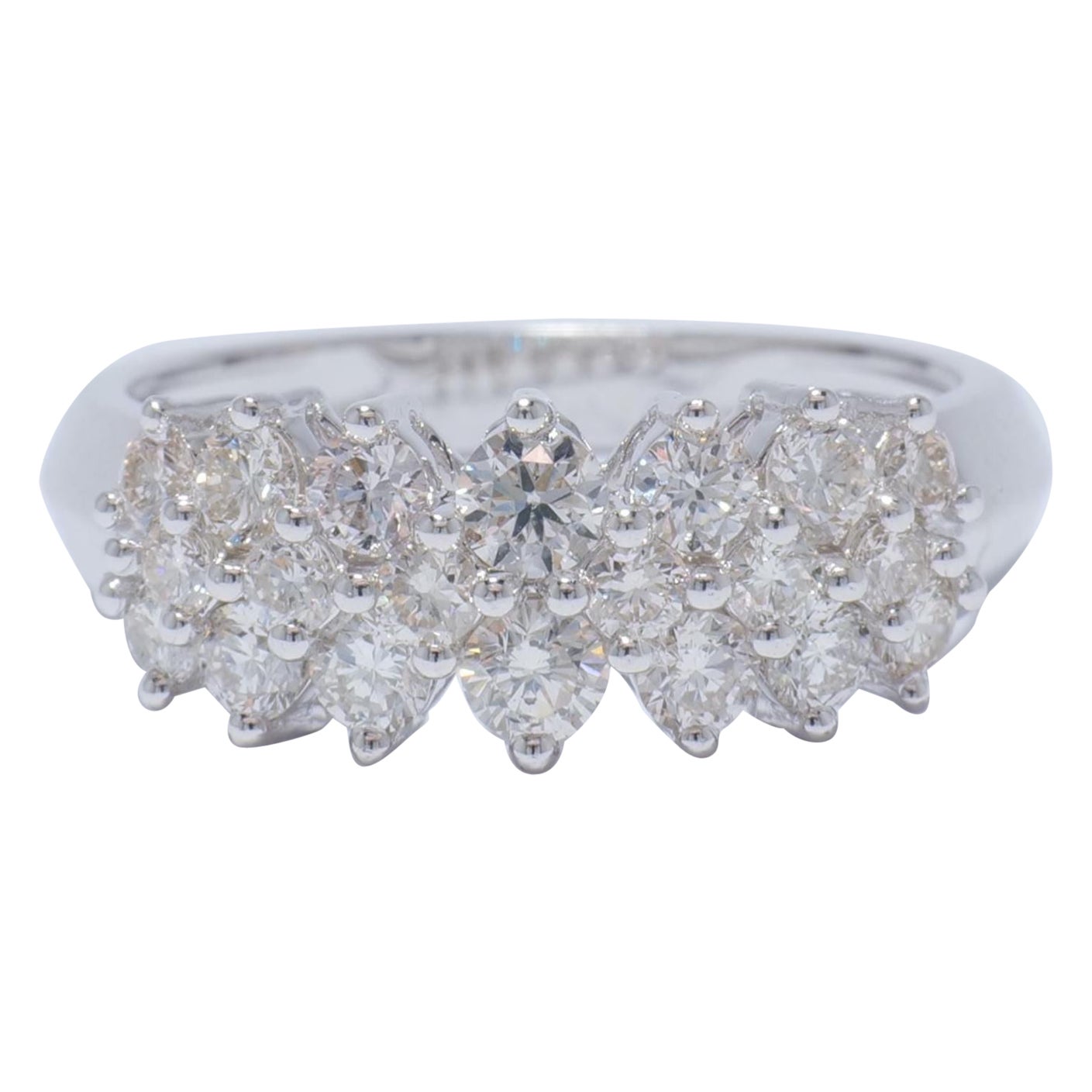 Bague grappe de diamants en or massif 14 carats (certifiée)
