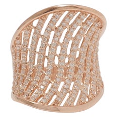 Wide Full Finger Diamond Ring in 14K Solid Gold (Certified)