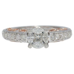 Illusion Setting Diamond Ring in 14K Solid Gold (Certified)