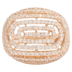 Concentric Oval Diamond Ring in 14K Solid Gold (Certified)
