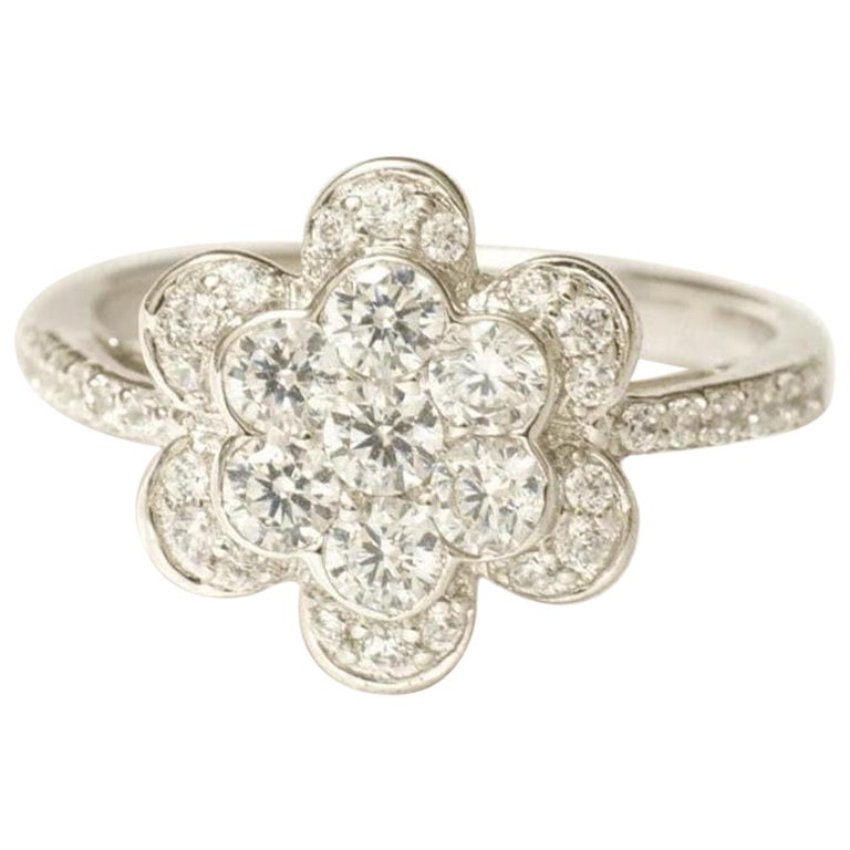 Statement-Ring aus 14 Karat massivem Gold mit floralem Diamanten (zertifiziert)