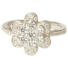 Statement-Ring aus 14 Karat massivem Gold mit floralem Diamanten (zertifiziert)