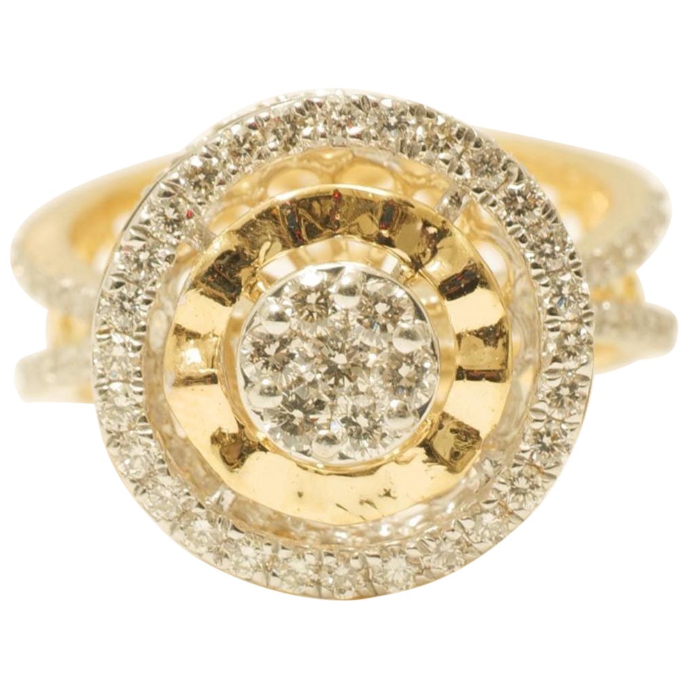 Halo Cluster Dual Tone Diamantring aus 14K massivem Gold (zertifiziert)