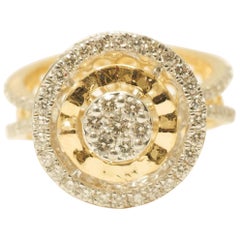Bague Halo Cluster Dual Tone en or massif 14K (certifié)