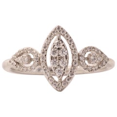 Anillo de diamantes marquesa halo en oro macizo de 14k (certificado)