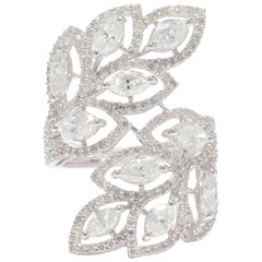 Marquise Diamant-Halo-Blattring aus 14k Massivgold (zertifiziert)