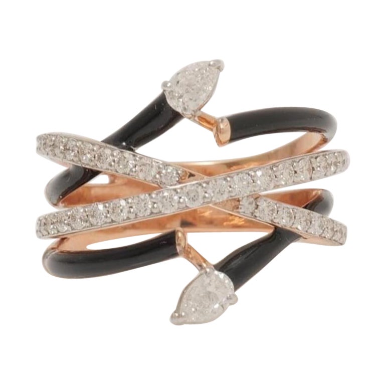 Criss Cross Diamond Ring in 14k Solid Gold (Certified)