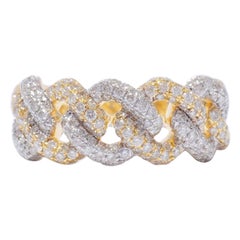 Anello a fascia con diamante cubano di Miami in oro massiccio 14K (certificato)