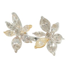 Anello con diamante marquise floreale in oro massiccio 14K (certificato)