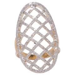 Anello Oval Mesh con diamanti in oro massiccio 14k (certificato)