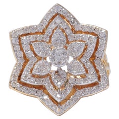 Flower Diamond Cocktail Ring in 14K Solid Gold (Certified)