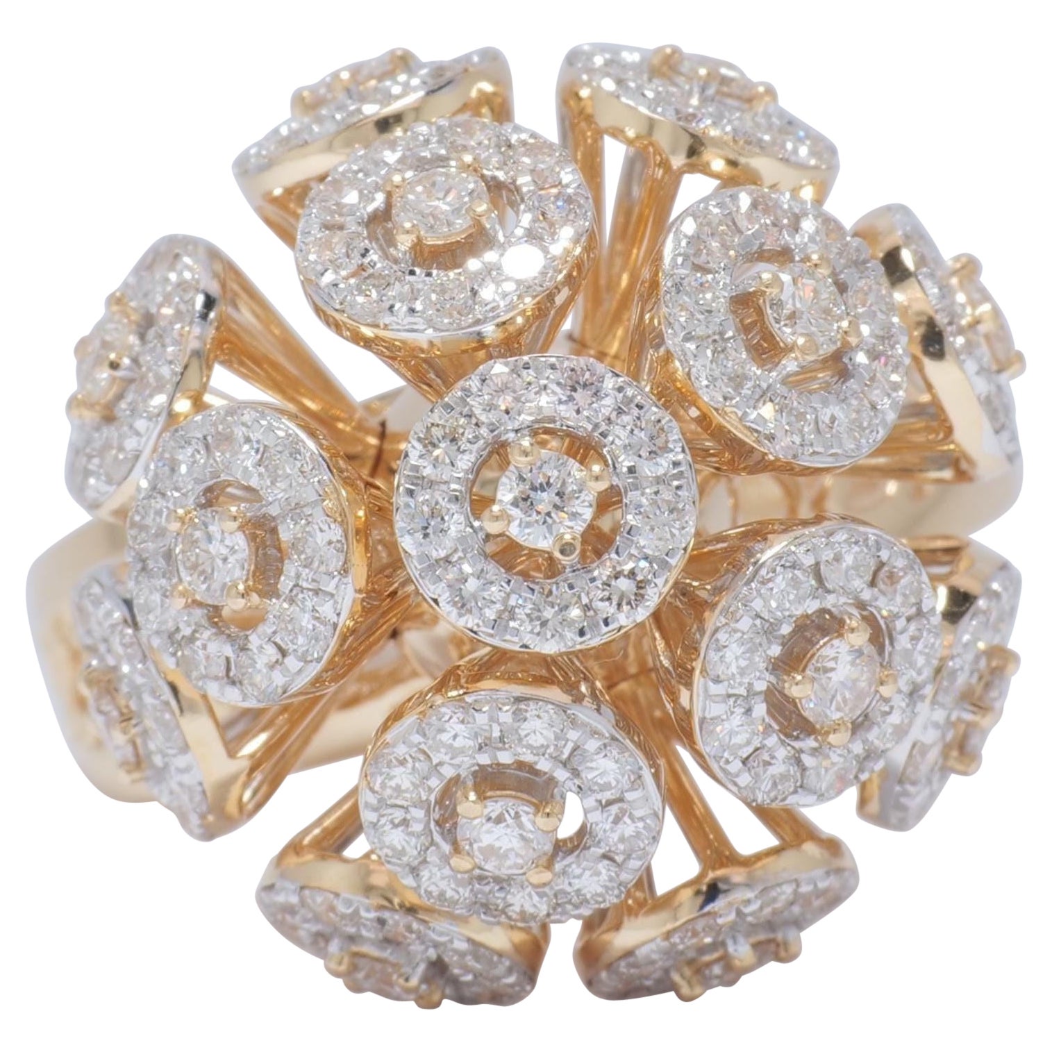 Orb Statement Diamond Ring in 14K Solid Gold (Certified)