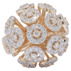 Orb Statement Diamond Ring in 14K Solid Gold (Certified)