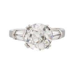 GIA Bague de fiançailles en platine avec un diamant de taille européenne de 3.61 carats