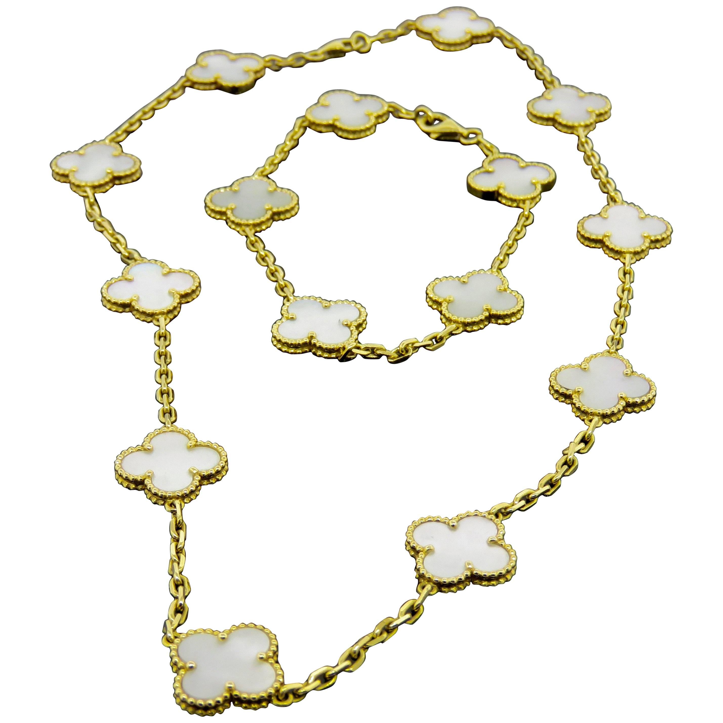Van Cleef & Arpels Alhambra Mother-of-Pearl Necklace and Bracelet Set
