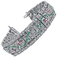 Ruby Emerald Diamond Gold Bracelet 11
