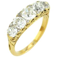 Stunning Victorian Five Stone Old Mine Cut Diamond Ring