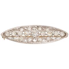 Edwardian Diamond Platinum Navette Brooch