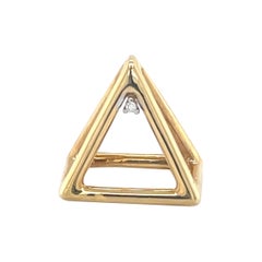 18K Gold 3-Dimensional Pyramid Pendant with Diamond Accent