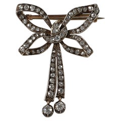 Victorian Silver and Gold Diamond Bow Brooch