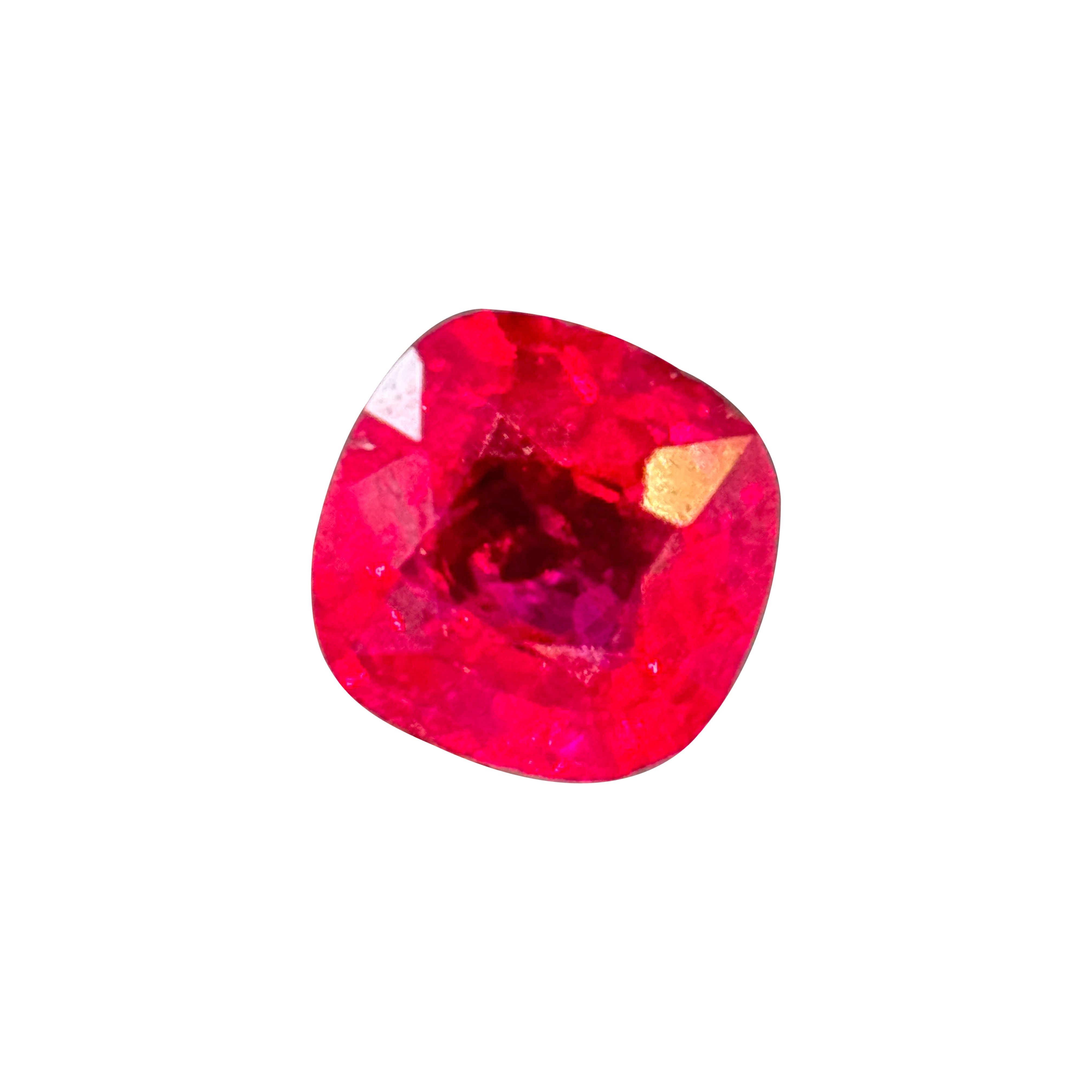 Rubí rojo vivo natural de Birmania sin calor de 0,52 quilates certificado por GIA