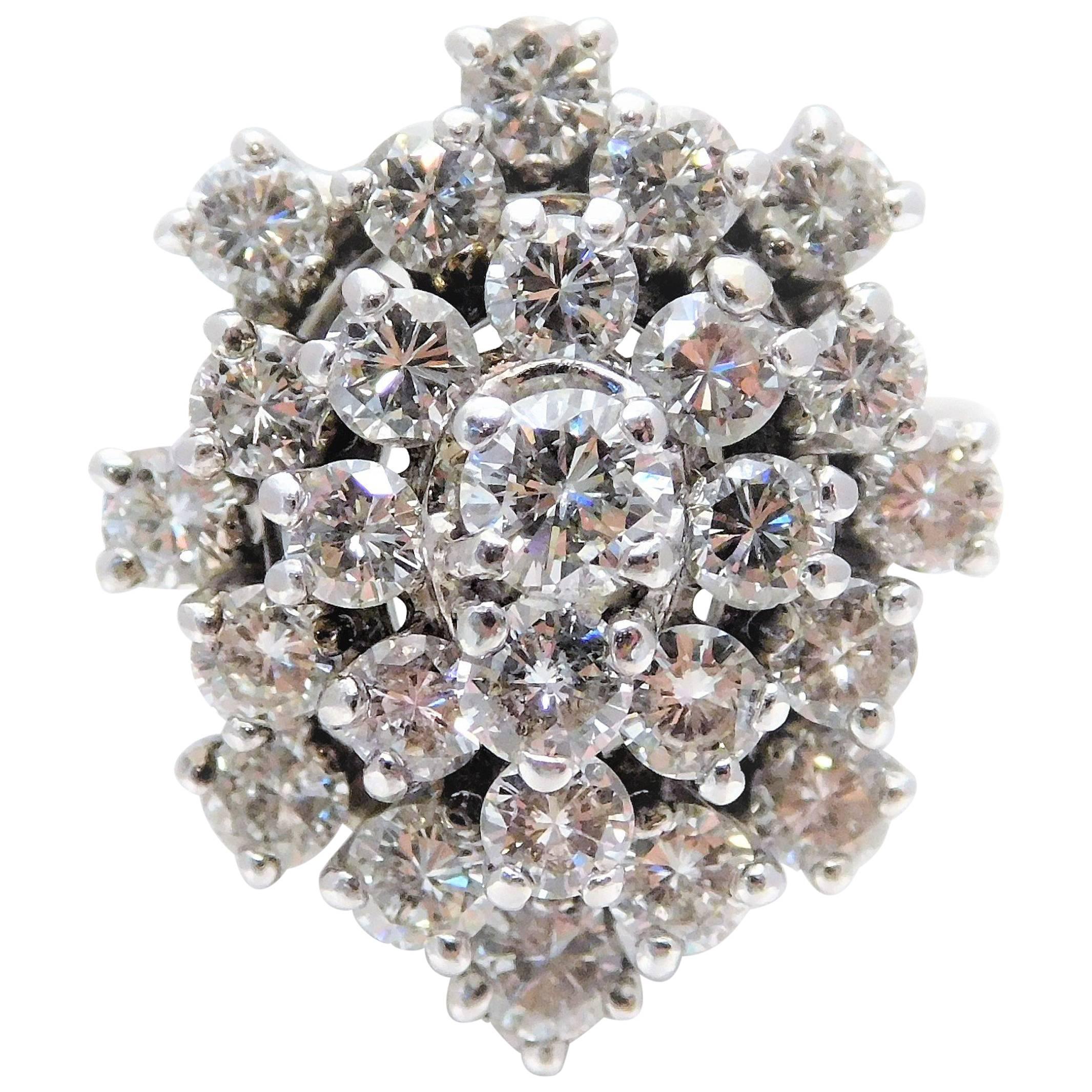 Dazzling White Gold and Diamond Cluster Ring