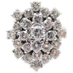 Vintage Dazzling White Gold and Diamond Cluster Ring