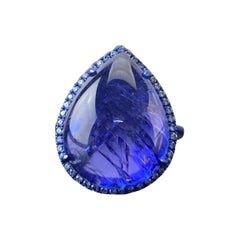 Certified 23 Carat Tanzanite and Diamond Cocktail Ring in 18K White Gold