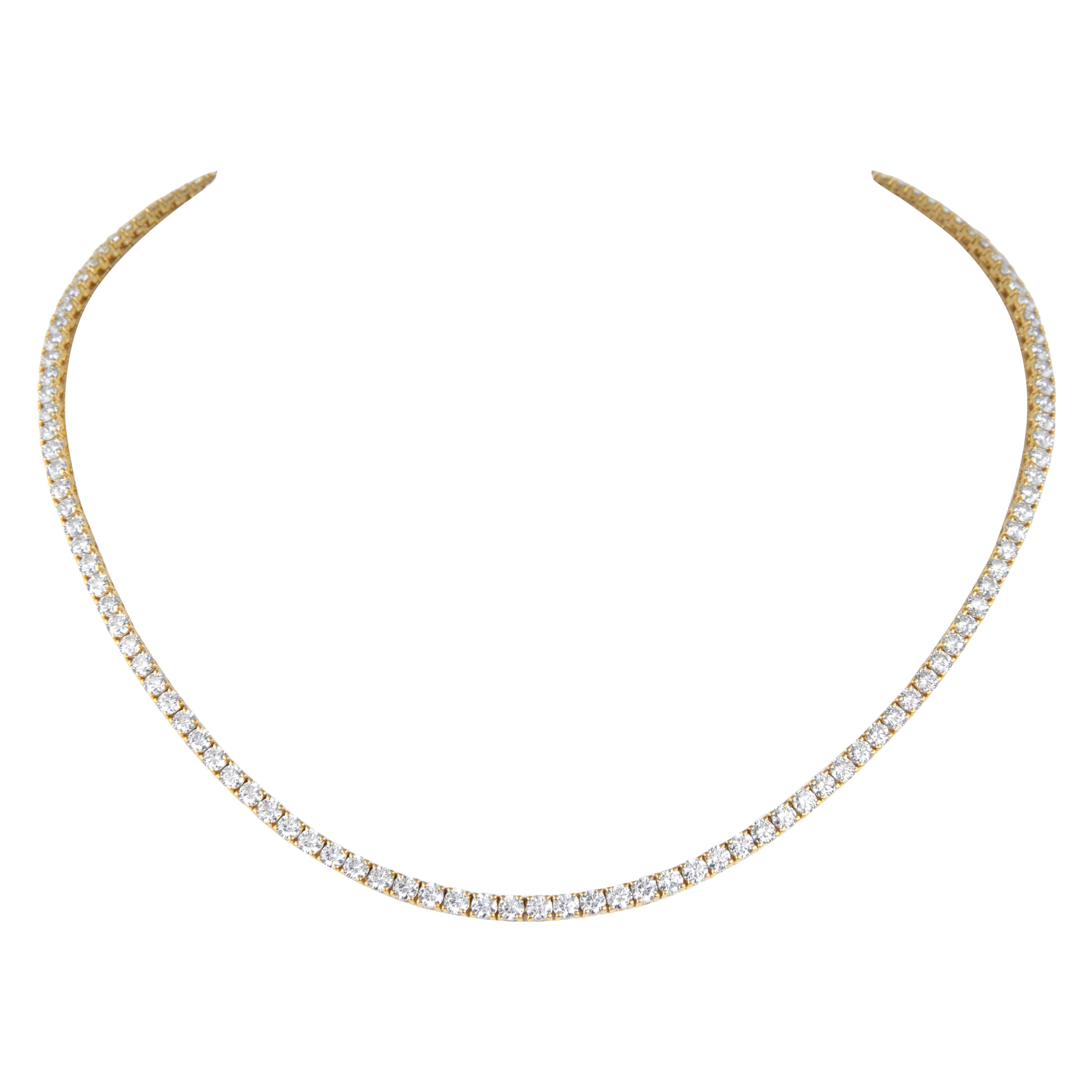 Alexander Beverly Hills Collier Tennis 12.32ct Diamond Yellow Gold 18k 16.25in