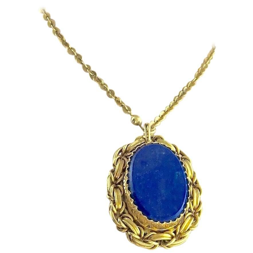 19th Century Victorian Lapis Lazuli Gold Pendant Bracelet