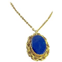 19th Century Victorian Lapis Lazuli Gold Pendant Bracelet