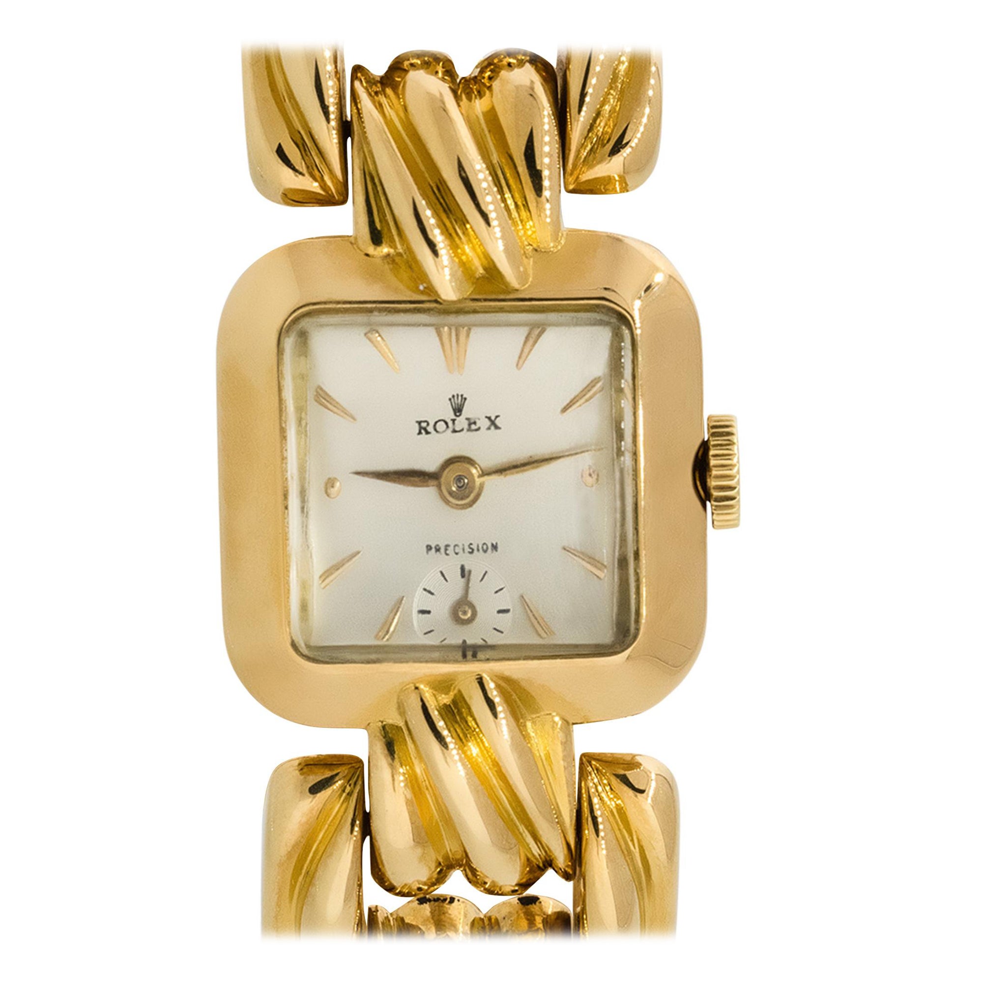 Rolex Antique Small Square Donna 18 carati Orologio in stock