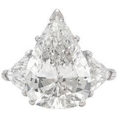 Retro Incredible 8.60 Carat GIA Pear Shaped Diamond Platinum Ring