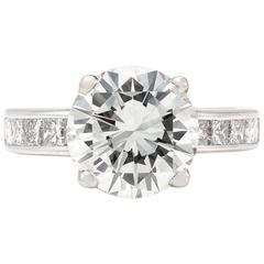 3.16 Carat Round Diamond Platinum Engagement Ring 9