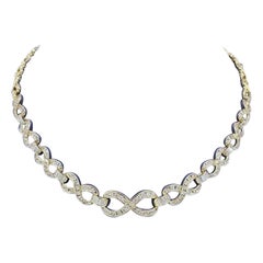 14k Yellow Gold 3ct Round & Baguette Diamond Infinity Link Necklace