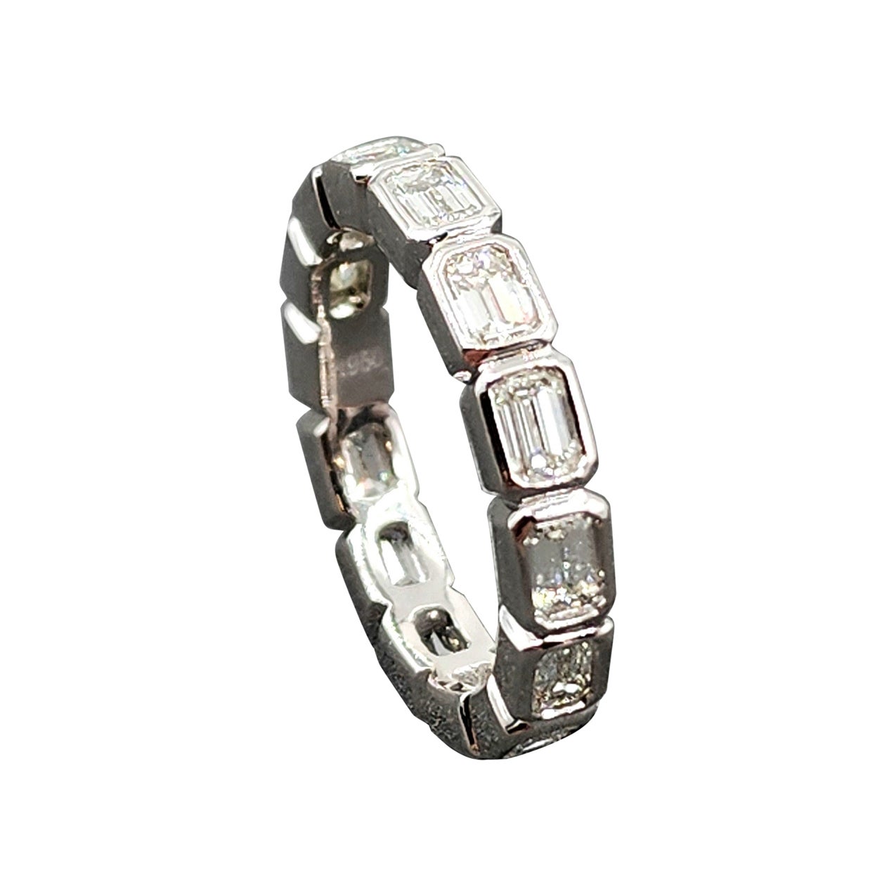 2.24 ct Emerald Cut East-West Bezel Set Eternity Band