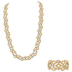 Collier à maillons vintage des années 1970 en or et diamants de 10,00 carats