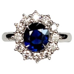 Vivid Royal Blue Sapphire Burma Mogok No Heat Perfectly Clean in  Diamond Ring