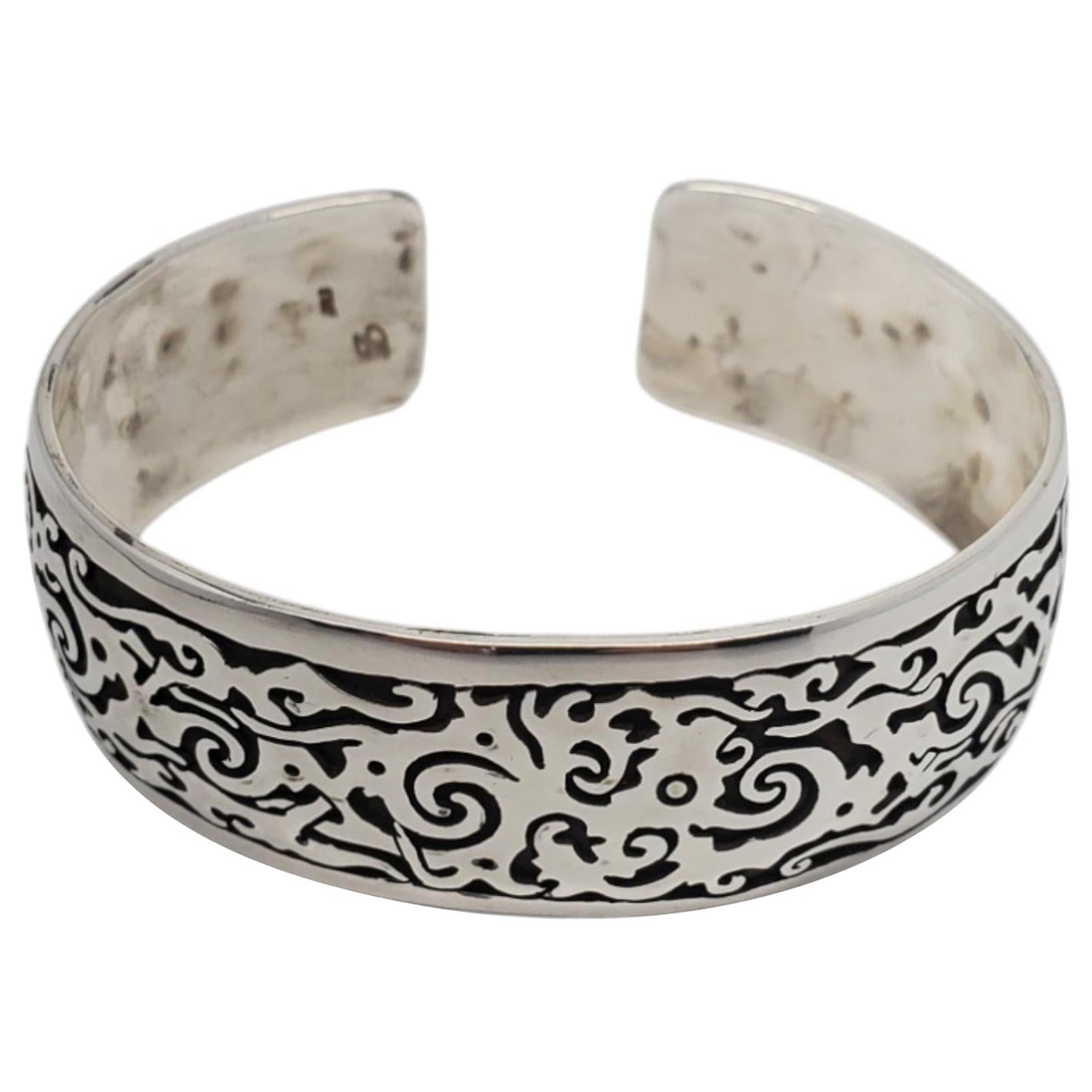 Sterling Silver Oxidized Spiral Cut Out Wide Cuff Bracelet #20760