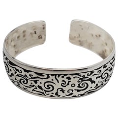 Sterling Silver Oxidized Spiral Cut Out Wide Cuff Bracelet #20760