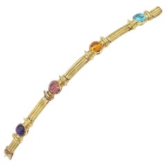 NEW Blue and Pink Tourmaline, Amethyst, Citrine Bracelet in 14k Yellow Gold