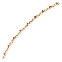 NUOVO Rubino naturale e diamante  Bracciale in oro giallo massiccio 14k